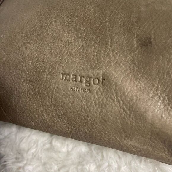 Margot Fold over Taupe Leather Crossbody Bag  brass hardwares and accent - Picture 4 of 13